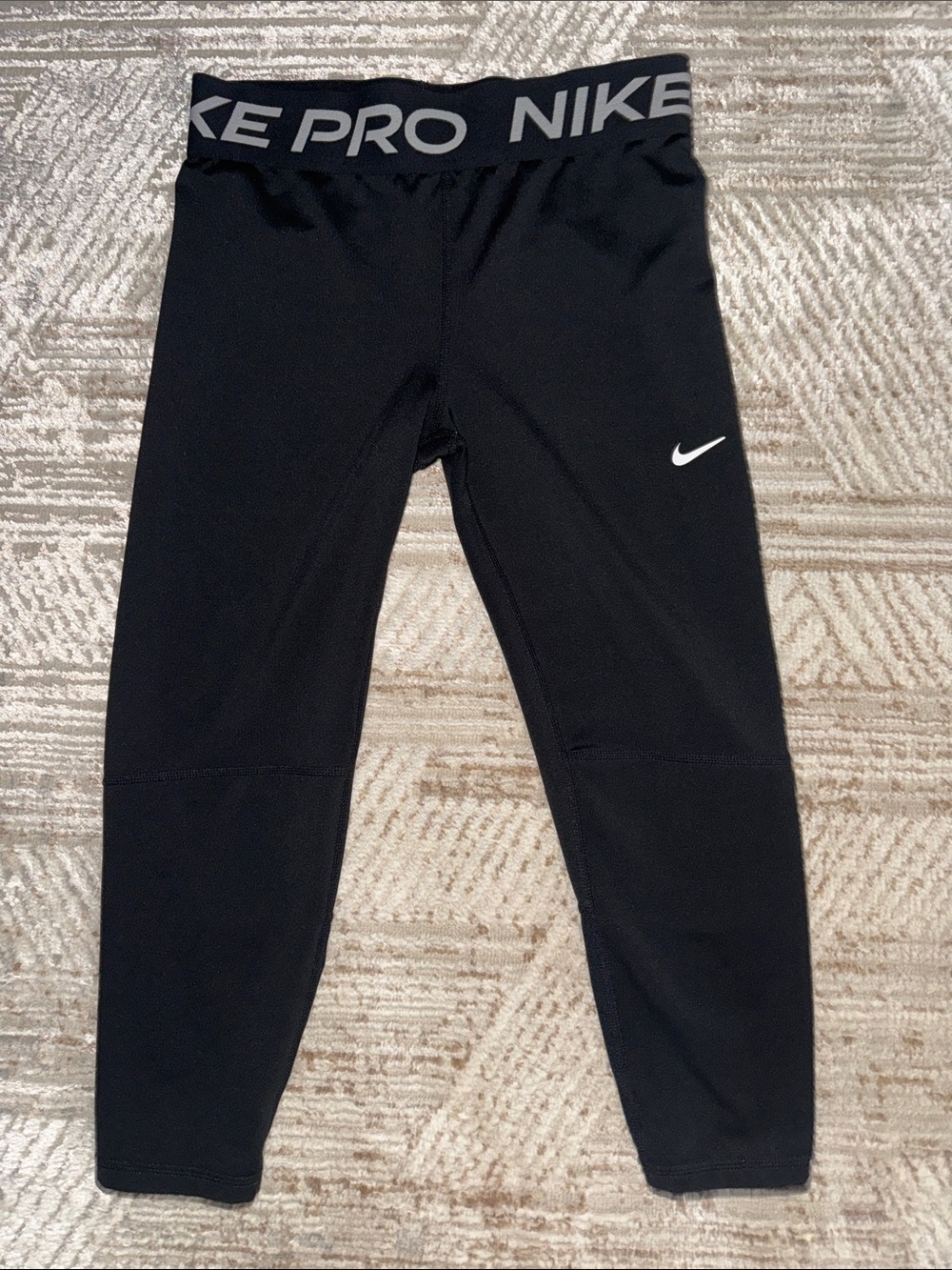 Nike Black Kids Athletic Leggings with Logo Waistband